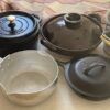 土鍋とアルミ鍋と錫物琺瑯鍋とスキレットとステンレス鍋
